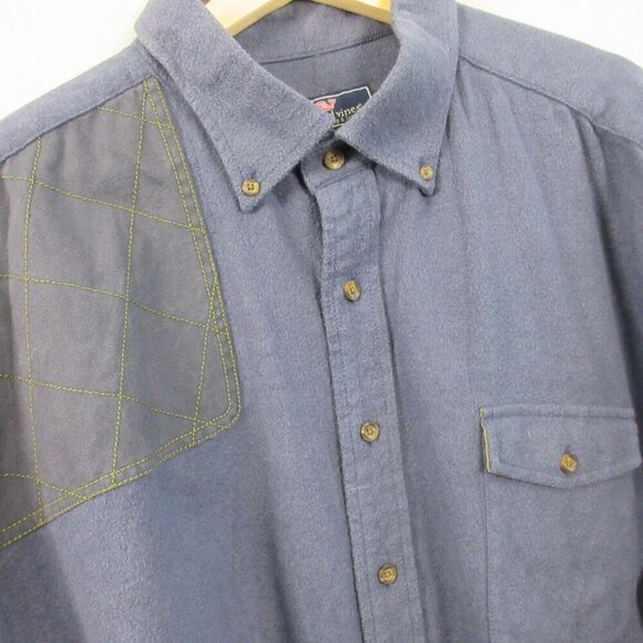 Vineyard Vines Crosby Flannel Shirt Men XXL Blue Button Down Elbow Patch 566 - Picture 6 of 10